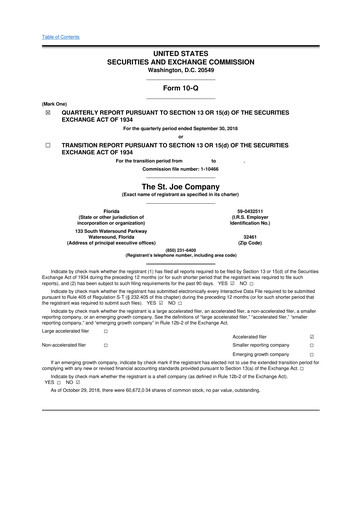 Vorschaubild St. Joe Company
 10-Q Quartalsbericht 2018 
