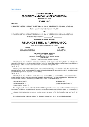 Thumbnail Reliance


 10-Q Quarterly Report FY2018 