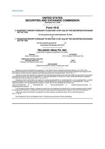 Vorschaubild Teladoc Health
 10-Q Quartalsbericht 2018 