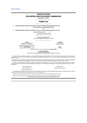 Thumbnail Sunstone Hotel Investors
 10-Q Quarterly Report FY2018 