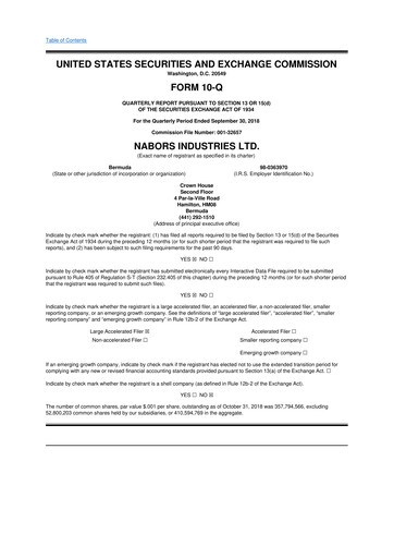 Vorschaubild Nabors Industries
 10-Q Quartalsbericht 2018 