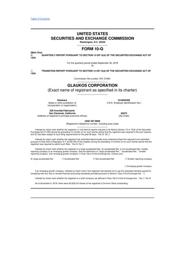 Thumbnail Glaukos 10-Q Quarterly Report FY 