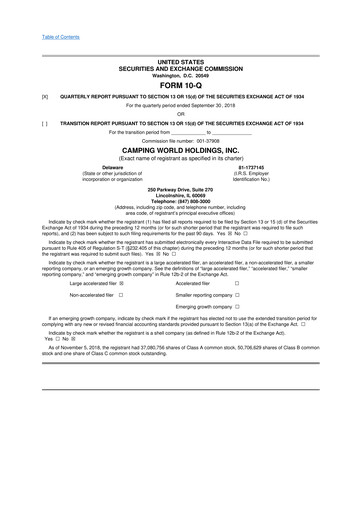 Thumbnail Camping World
 10-Q Quarterly Report FY2018 