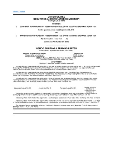 Thumbnail Genco Shipping & Trading 10-Q Quarterly Report FY2018 