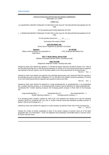 Miniature QCR Holdings
 10-Q Rapport trimestriel 2018 