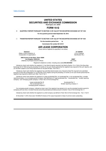 Thumbnail Air Lease Corporation
 10-Q Quarterly Report FY2018 