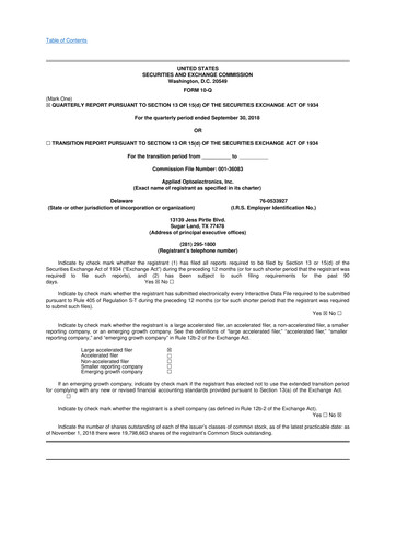 Thumbnail Applied Optoelectronics 10-Q Quarterly Report FY2018 