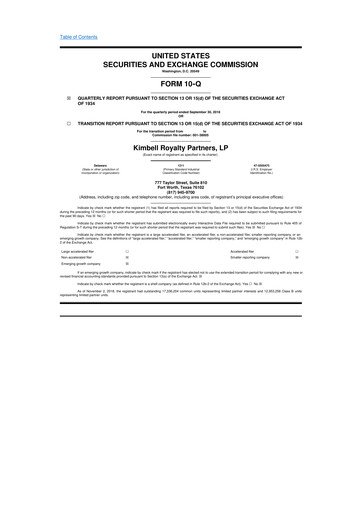 Thumbnail Kimbell Royalty Partners 10-Q Quarterly Report FY2018 