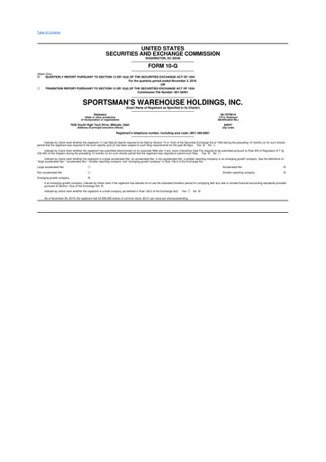 Thumbnail Sportsman's Warehouse 10-Q Quarterly Report FY2018 