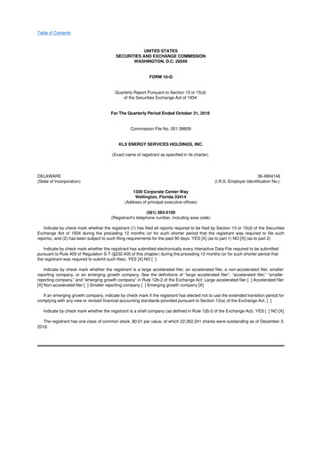 Thumbnail KLX Energy Services 10-Q Quarterly Report FY 