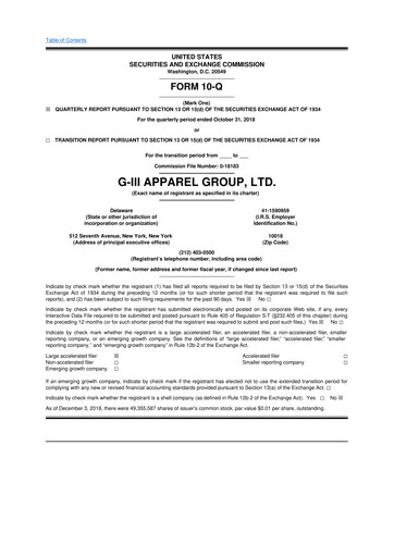 Vorschaubild G-III Apparel Group 10-Q Quartalsbericht 2019 