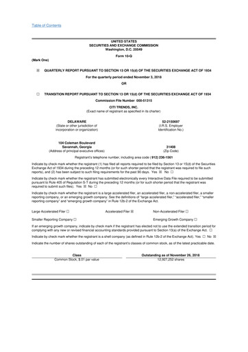Thumbnail Citi Trends, Inc. 10-Q Quarterly Report FY 