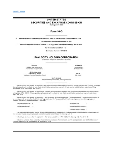 Thumbnail Paylocity 10-Q Quarterly Report FY2019 