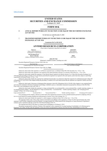 Thumbnail Antero Resources
 10-K Annual Report 2018