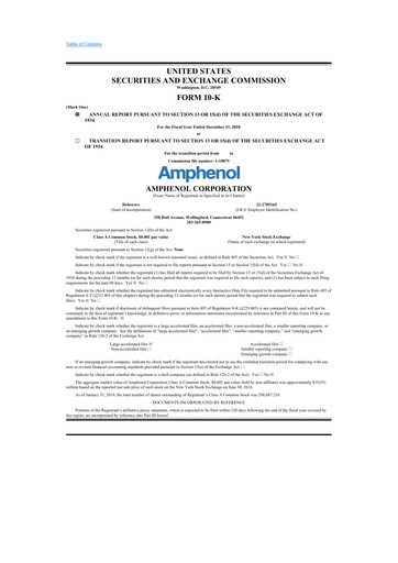 Thumbnail Amphenol 10-K Annual Report 2018