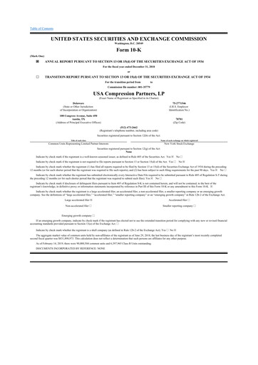 Thumbnail USA Compression Partners
 10-K Annual Report 2018