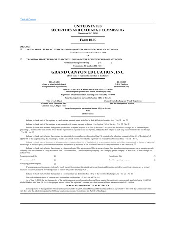 Thumbnail Grand Canyon Education 10-K Annual Report 2018