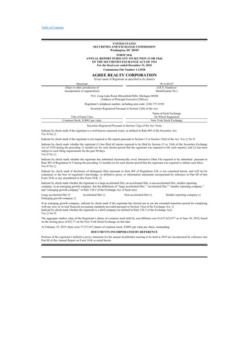 Thumbnail Agree Realty
 10-K Annual Report 2018