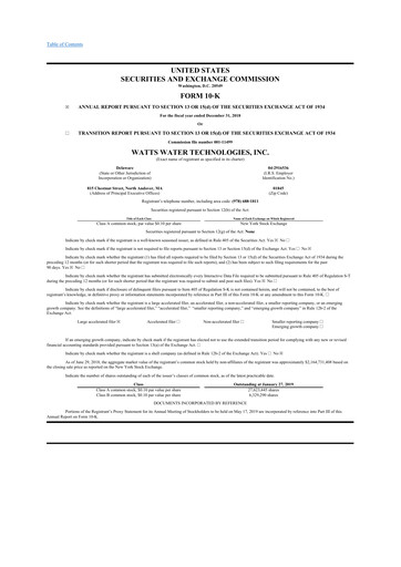 Thumbnail Watts Water Technologies
 10-K Annual Report 2018