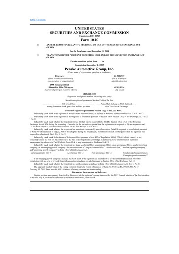 Thumbnail Penske Automotive Group 10-K Annual Report 2018