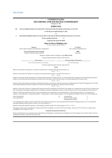 Thumbnail Floor & Decor

 10-K Annual Report 2018