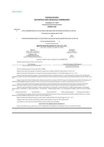 Thumbnail Ironwood Pharmaceuticals
 10-K Annual Report 2018