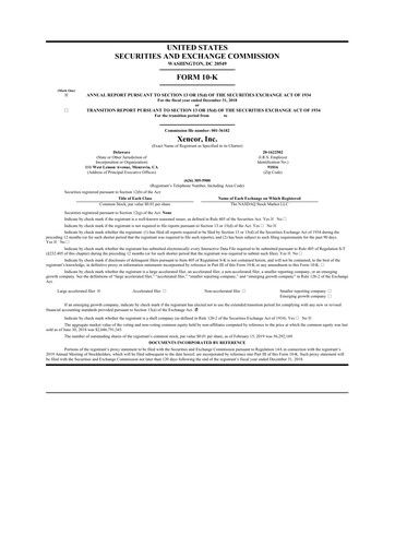 Thumbnail Xencor 10-K Annual Report 2018