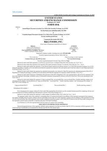 Thumbnail B&G Foods

 10-K Annual Report 2018