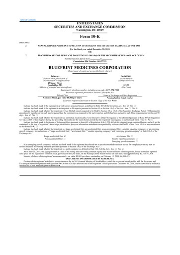 Thumbnail Blueprint Medicines
 10-K Annual Report 2018