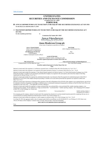 Thumbnail Janus Henderson
 10-K Annual Report 2018