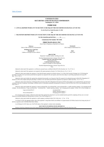 Thumbnail First Hawaiian Bank
 10-K Annual Report 2018