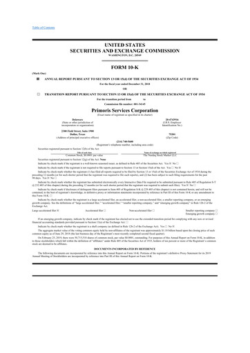 Thumbnail Primoris Services Corporation
 10-K Annual Report 2018