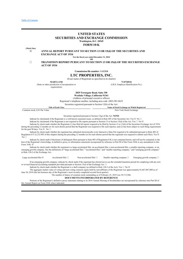 Thumbnail LTC Properties 10-K Annual Report 2018