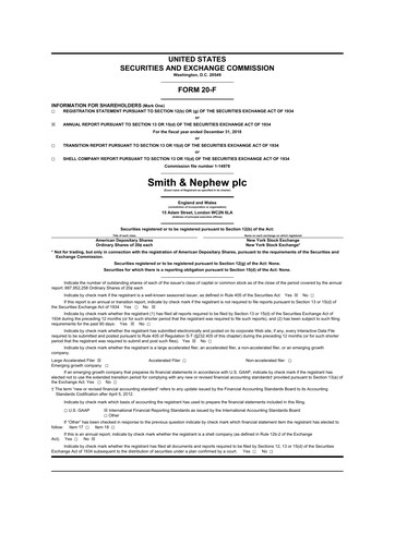 Thumbnail Smith & Nephew
 20-F Annual Report 2018
