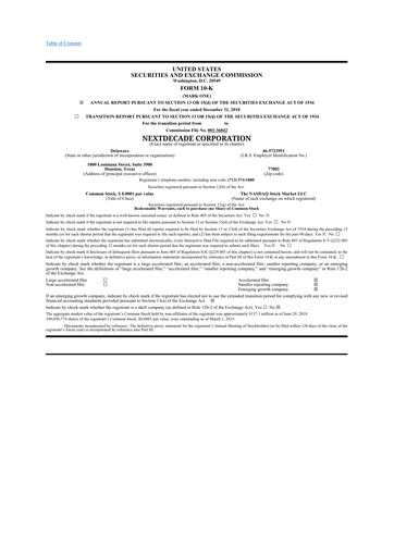 Thumbnail NextDecade Corp 10-K Annual Report 2018