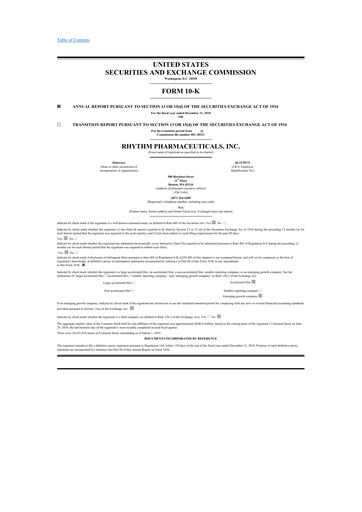 Vorschaubild Rhythm Pharmaceuticals 10-K Jahresbericht 2018