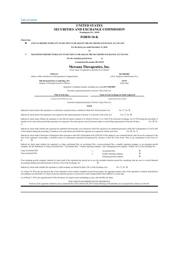 Thumbnail Mersana Therapeutics 10-K Annual Report 2018