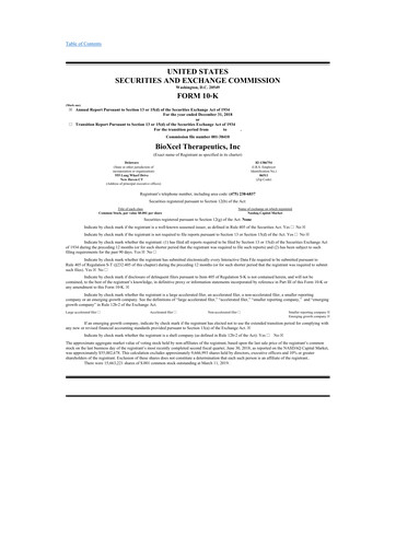 Vorschaubild BioXcel Therapeutics 10-K Jahresbericht 2018