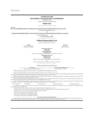 Thumbnail Kiniksa Pharmaceuticals
 10-K Annual Report 2018