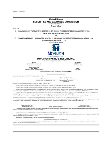Thumbnail Monarch Casino & Resort 10-K Annual Report 2018