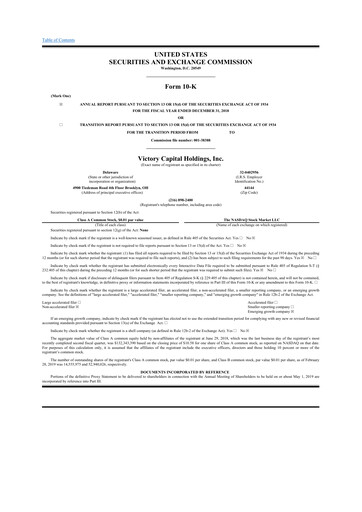 Miniature Victory Capital 10-K Rapport annuel 2018