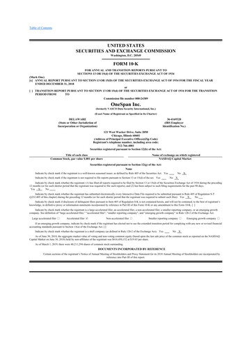 Thumbnail OneSpan 10-K Annual Report 2018