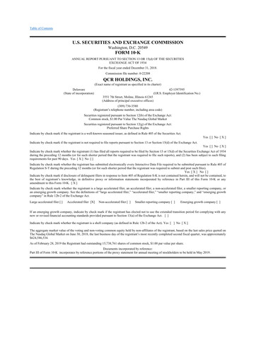 Thumbnail QCR Holdings
 10-K Annual Report 2018