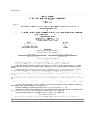 Thumbnail Rockwell Medical
 10-K Annual Report 2018