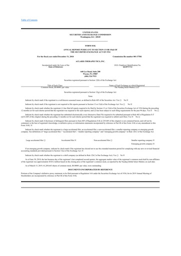 Miniature Aclaris Therapeutics 10-K Rapport annuel 2018