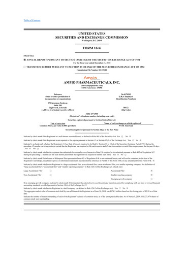 Thumbnail Ampio Pharmaceuticals 10-K Annual Report 2018