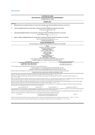 Thumbnail Galapagos NV 20-F Annual Report 2018