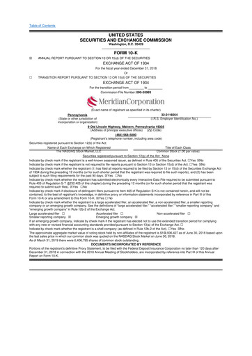 Thumbnail Meridian Corporation 10-K Annual Report 2018