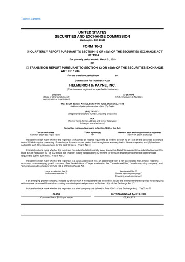 Thumbnail Helmerich & Payne

 10-Q Quarterly Report FY2019 