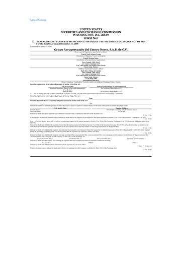 Thumbnail Grupo Aeroportuario Centro Norte
 20-F Annual Report 2018